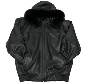 Men's Genuine Leather Hooded <b>Jacket</b> With Fur Lining Windproof Winter Moto <b>Biker</b> Premium Leather <b>Biker</b> <b>Jackets</b> - Product Image 5