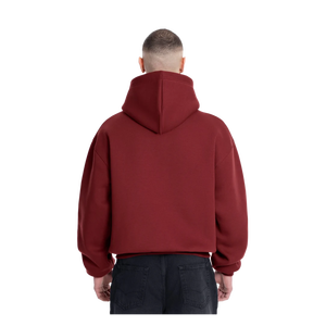 Sudadera con Capucha Roja para Hombre, Corte Holgado, Color Sólido, Felpa de Algodón, Estilo Casual, Diseño con Bolsillos, Estilo Otoñal - Product Image 2