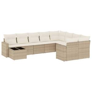 Set di grandi divani da giardino in Poly Rattan Beige con coperture rimovibili - Product Image 2