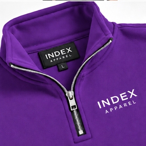 Sudadera Deportiva de Manga Larga con Cuello Alto y Cierre de Cremallera de un Cuarto, Color Morado, con Logotipo Frontal, para Hombre, de Index Apparel - Product Image 5