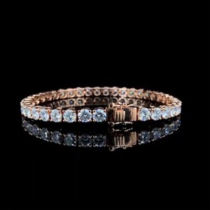 14K Rose <b>Gold</b> Tennis Bracelet Trending Round Brilliant Cut Lab Grown Diamond <b>Bangle</b> VVS2 Clarity F Color IGI Certified Unisex - Product Image 3