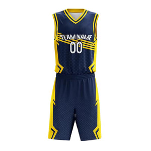 Ensemble d'uniformes de basketball personnalisables, bleu marine, orange, blanc, impression par sublimation, respirant, 100% polyester, maillot d'équipe unisexe pour adultes - Product Image 4