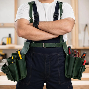 Cinturón de herramientas de cuero al por mayor para contratistas, con múltiples bolsillos, presillas de hardware premium y ajuste cómodo a bajo costo. - Product Image 1