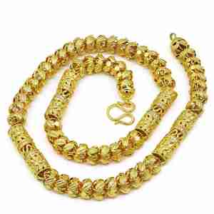 สร้อยคอแบบโฮโล่ชุบทองไมโคร 14K 18K 24K ขายส่ง, เครื่องประดับสร้อยคอผู้ชาย, สร้อยคอแฟชั่นดีไซน์ทันสมัยทำจากทองเหลือง - Product Image 3