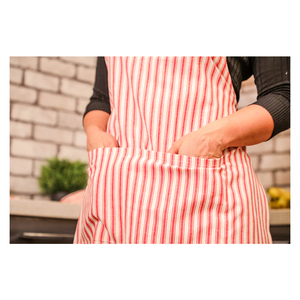 Red Stripes Apron Premium Cotton Kitchen Apron for <b>Cooking</b> Baking Restaurant Cafe and Home Use - Product Image 4