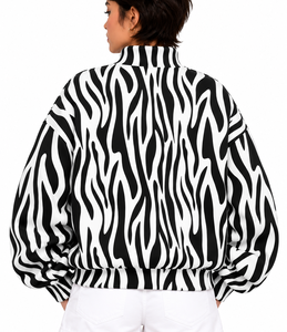 <b>Women's</b> Zebra Print Mock Neck <b>christmas</b> <b>Sweatshirt</b> full Sleeve 100% cotton Theta Letter Applique - Product Image 4