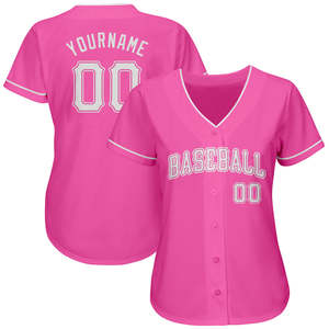 Maillot de baseball rose tendance pour femme, uniforme d'équipe boutonné, streetwear, vente en gros, personnalisable, marque privée, OEM, maillot de softball USA - Product Image 2