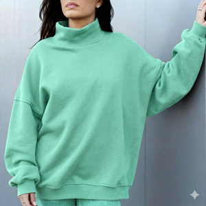 Achetez un sweat-shirt à col roulé minimaliste uni pour femme, respirant, pour l'hiver/le printemps, à porter tous les jours - Product Image 3