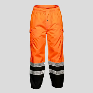 Pantalon de travail haute visibilité pour homme, polyester, orange réfléchissant, bordure noire, classe E, uniforme - Product Image 6