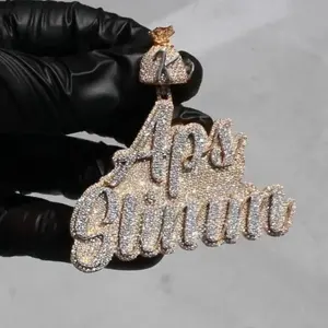 Pendentif personnalisé en argent sterling plaqué or avec lettre, serti de moissanite véritable ronde de 4 carats, pour femme, style décontracté/sportif - Product Image 3