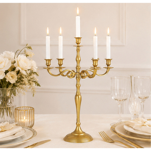 Wholesale 5 Arm Metal Candelabra Gold <b>Candlestick</b> Holder Wedding Table Centerpiece <b>Antique</b> <b>Brass</b> Candle Stand for Event Decor - Product Image 2