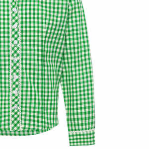 เสื้อเชิ้ตแขนยาวลายสก็อตสีเขียวสำหรับผู้ชาย ทรงปกติ ผ้าทอ ดีไซน์ลายพิมพ์ - Product Image 4