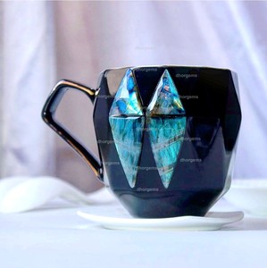 Tasse à thé en pierre précieuse naturelle de labradorite, tasse en cristal faite à la main, tasse à boire pour la guérison, la méditation, l'énergie des chakras, la décoration spirituelle, cadeau - Product Image 6