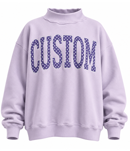 Sweat-shirt à col montant pour femme avec logo personnalisé brodé, à pois, coupe ample, respirant, en molleton de coton, écologique - Product Image 3