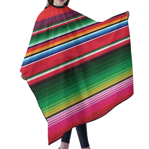 Capa de Peluquería a Rayas Coloridas, Textil Resistente al Agua, Cierre Ajustable con Broches, Antiarrugas, Alta Calidad - Product Image 4