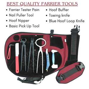 Kit professionnel de fermeur équin pour le soin des sabots avec testeur de sabot, cisaille à sabots, extracteur de clous, couteau à sabots, pince à sabots, polisseur, couteau à sabots à boucle - Product Image 3
