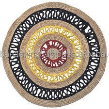 Tapis rond en jute tressé fait main traditionnel indien, lavable, naturel, pour la décoration de la maison, utilisation en pique-nique - Product Image 6
