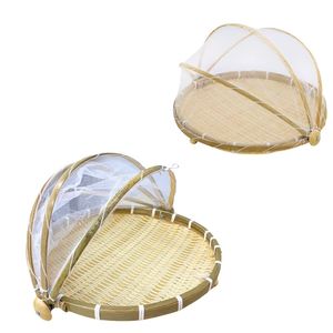 Premium Vietnamese BAMBOO <b>TRAY</b> with Mesh Net Lid Woven Food Protection <b>Tray</b> Home Decor - Product Image 1