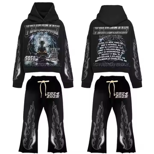 Chándal con estampado DTG en relieve de estilo único y color novedoso para hombre, de peso pesado, fabricado en fábrica, con estampado en relieve y lavado ácido. - Product Image 3