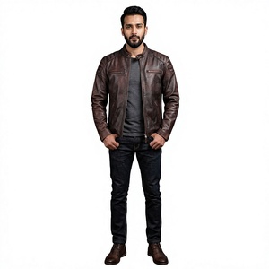 Genuine Sheepcow Leather Jacket for <b>Men</b> 2026 Fashion Style Customized Custom Logo Stand Collar Hooded Vintage Premium Quality - Product Image 1