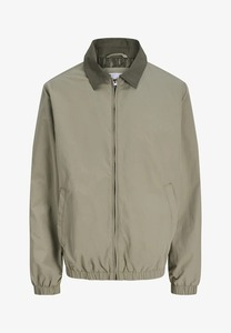 Men's Olive Green Bomber <b>Jacket</b> Solid Color Zipper Closure Turn-down Collar Casual Windproof Polyester Autumn Wear - Product Image 5