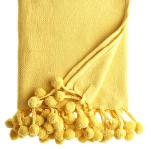 Manta de Algodón 100% Tejida con Borlas de Pompones |   Manta Decorativa Boho para Sofá |   Manta de Algodón Estilo Marroquí - Product Image 5