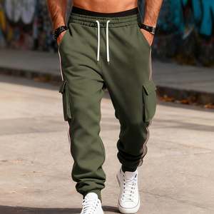 High Quality Custom Logo Men's 100% Cotton 380 GSM Drawstring Loose Fit Cargo Baggy Joggers Sweatpants Plus Size Oversized - Product Image 6