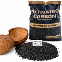 Vitronexa Carbon Gold Recovery Grade 6x12 Mesh 1000-1100 Iodine Origine Indienne 25kg/500kg Sacs Jumbo Doublures Intérieures Humidité 99%
