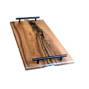 Plateau de service et de rangement en bois avec résine époxy, qualité supérieure, planche à charcuterie de luxe, plateau décoratif pour le petit-déjeuner et la présentation des aliments - Product Image 2