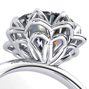 Anillo de Compromiso Clásico con Diseño de Girasol, Joyería Calista, Oro de 14K, Piedra Central de Circonio, Joyería de Alta Calidad, Regalo para Fiesta - Product Image 3