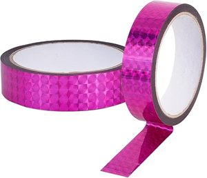 High Shine <b>Red</b> Holographic Reflective Tape with Self-Adhesive Prism Laser <b>Glitter</b> Decorative Tape for Craft Projects Packaging - Product Image 2