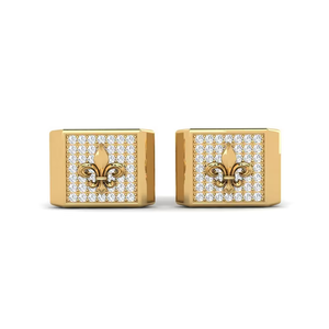 Boutons de manchette rectangulaires avec sertissage clos de diamants, bijoux formels pour hommes - Product Image 1
