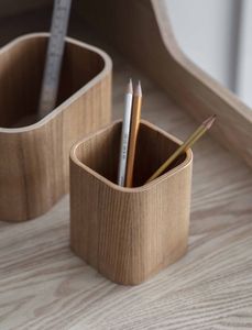 Compact Wooden Pen Holder for Small Desk Spaces Decorative Wooden Pen Cup for Home Study Desk Wooden Office Gift Organizer for C - Product Image 1