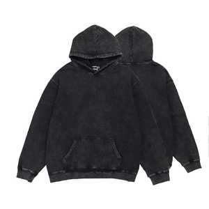 Custom French Terry Polyester/Cotton Blend Vintage Acid Washed Heavyweight Zip-Up Hoodie Rivets Rhinestones Eco-Friendly - Product Image 6