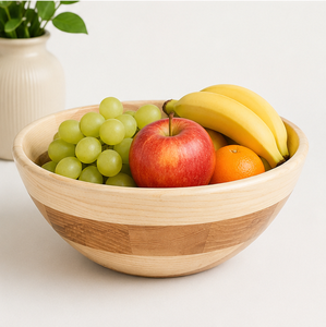 Handcrafted Natural Wood Salad Serving <b>Bowl</b> <b>Large</b> Eco-Friendly Fruit <b>Bowl</b> for Modern Kitchen Tableware and Home Decor - Product Image 4