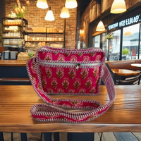 Tas Selempang Wanita Bahan Katun Bohemian dengan Ritsleting, Tali Tunggal, Cocok untuk Semua Musim, Tas Belanja Selempang Bahu