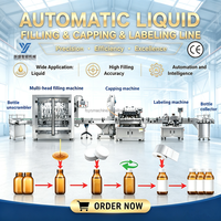 Ligne de production de remplissage, de bouchage et d'étiquetage de bouteilles en plastique pour sirop liquide oral entièrement automatique en acier inoxydable