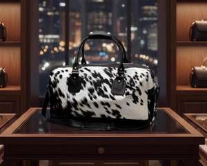 Sac de voyage vintage en cuir de vachette véritable, grande capacité, léger, fait main, avec fermeture éclair, portable, idéal pour le week-end - Product Image 3