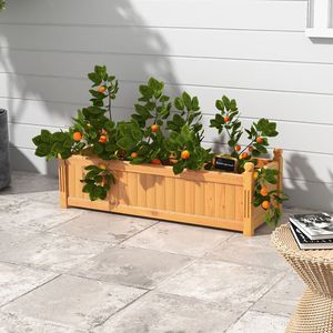 Bac à légumes rectangulaire surélevé en bois avec système de drainage pour la plantation de fleurs et de plantes vertes - Product Image 2