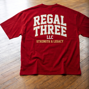 เสื้อยืดแขนยาวผู้ชาย Regal Three สีแดง ทรงโอเวอร์ไซส์ พิมพ์ลายสกรีน เสื้อยืดกีฬา คอกลมด้านหน้า ผ้าฝ้าย 100% - Product Image 2