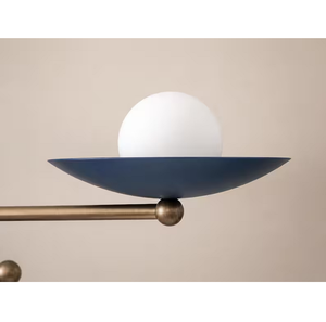 Sculptural Brass Chandelier Black Disc Opal Globe <b>Light</b> <b>Modern</b> Dining Room <b>Ceiling</b> Fixture Decorative Interior Lighting - Product Image 1