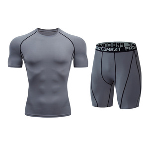 Ensemble de vêtements de sport pour hommes, été, séchage rapide, entraînement en salle de sport, course à pied, vêtements de sport ajustés, respirants, yoga, manches courtes - Product Image 6