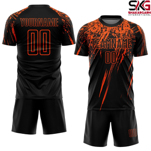 Ensemble d'uniformes de football personnalisés 100% polyester, maillot de football, kit d'équipe, séchage rapide, respirant, imprimé, manches courtes pour adultes - Product Image 1