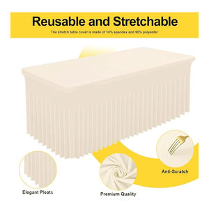 Smiry Elastic Fitted Stretch Rectangle Tablecloth Waterproof Washable Spandex <b>Table</b> <b>Cover</b> Skirt - Product Image 2