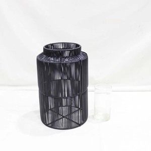 Pot à bougie cylindrique en plastique noir, ignifuge, lanterne de décoration pour la maison - Product Image 6