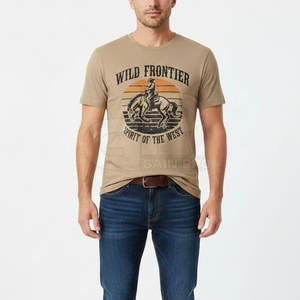 T-shirt homme slim fit à manches courtes, style western, en coton tendance, pour la gym et la mode décontractée. - Product Image 3
