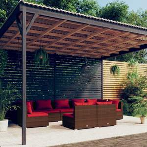 Ensemble de salon de jardin en rotin PE brun avec structure en acier thermolaqué, mobilier d'extérieur de qualité - Product Image 1