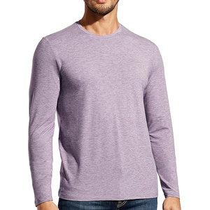 T-shirt en coton à manches longues pour homme, décontracté, uni, coupe confortable - Product Image 4