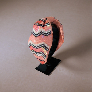 Perfect for Fashion Sequin Zigzag Knot <b>Headband</b> Parties Events Daily Wear Handmade <b>Beaded</b> Fabric Hairband for Women and Girls - Product Image 1