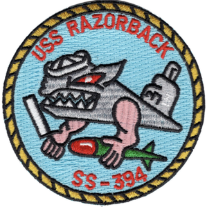Patch brodé écologique USS Razorback SS-394 Submarine, à coudre sur toile, cadeau - Product Image 1